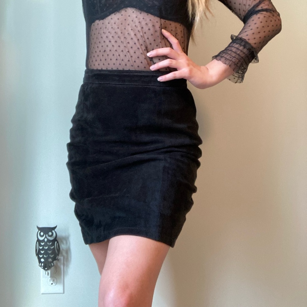 Vintage Global Identity-Genuine, Suède Leather Skirt